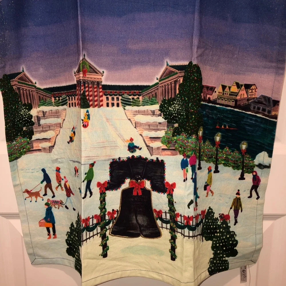 New 2024 Anthropologie Christmas Holiday In The City Philadelphia Dish Towel